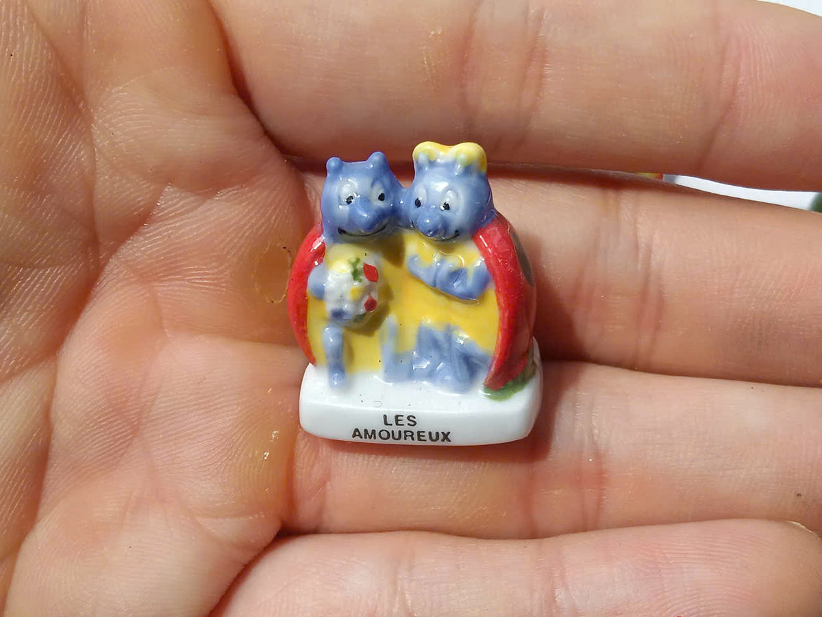 French Hippo Fève Set – Hand-Painted Porcelain Miniatures (7 Pieces)