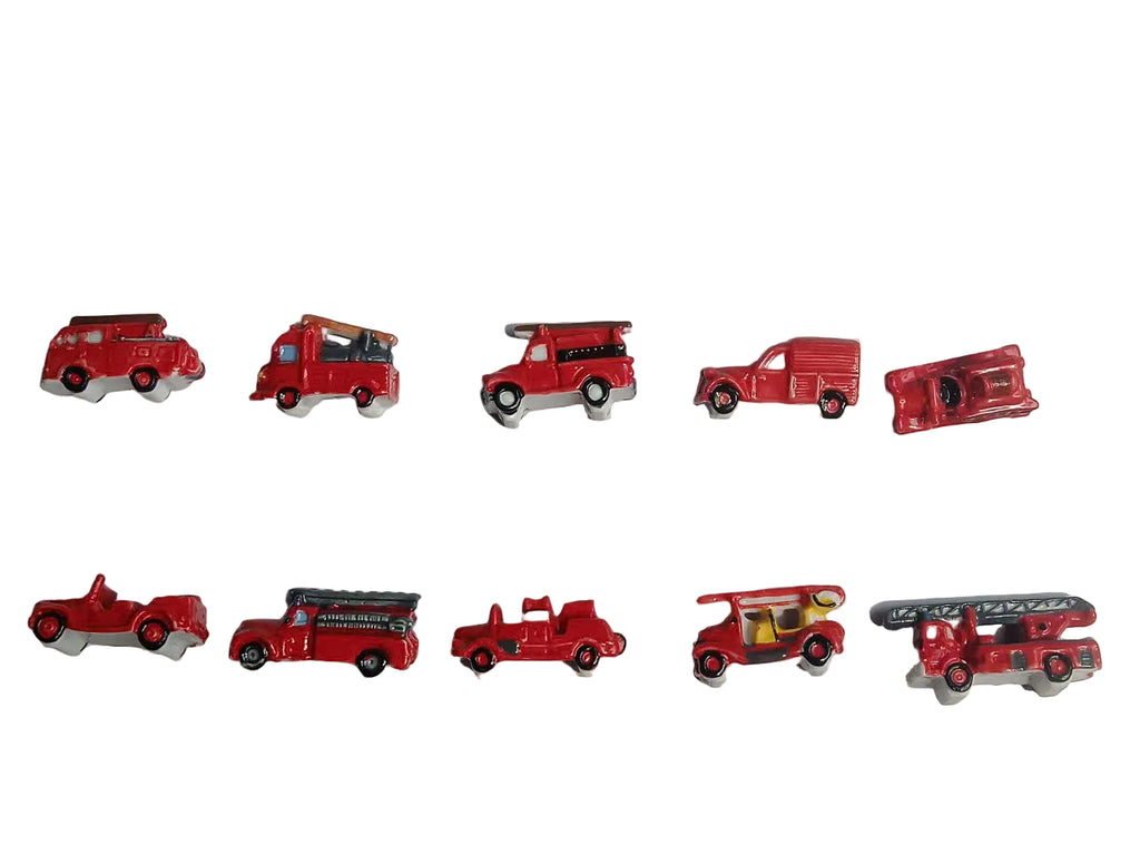Fire Trucks Porcelain Fève – Single Piece | Hand-Painted Fire Engine Collectible Figurine