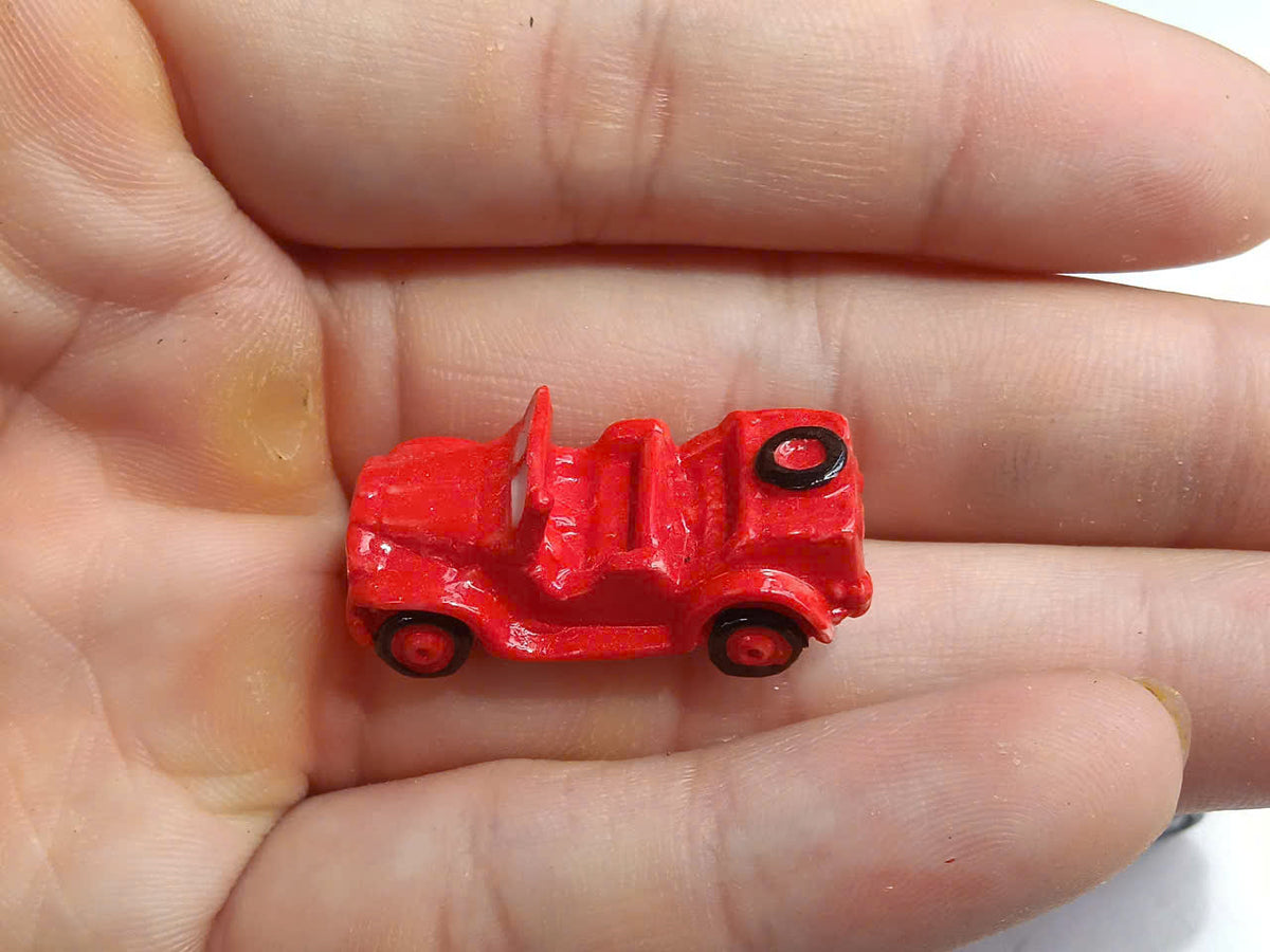 Fire Trucks Porcelain Fève – Single Piece | Hand-Painted Fire Engine Collectible Figurine