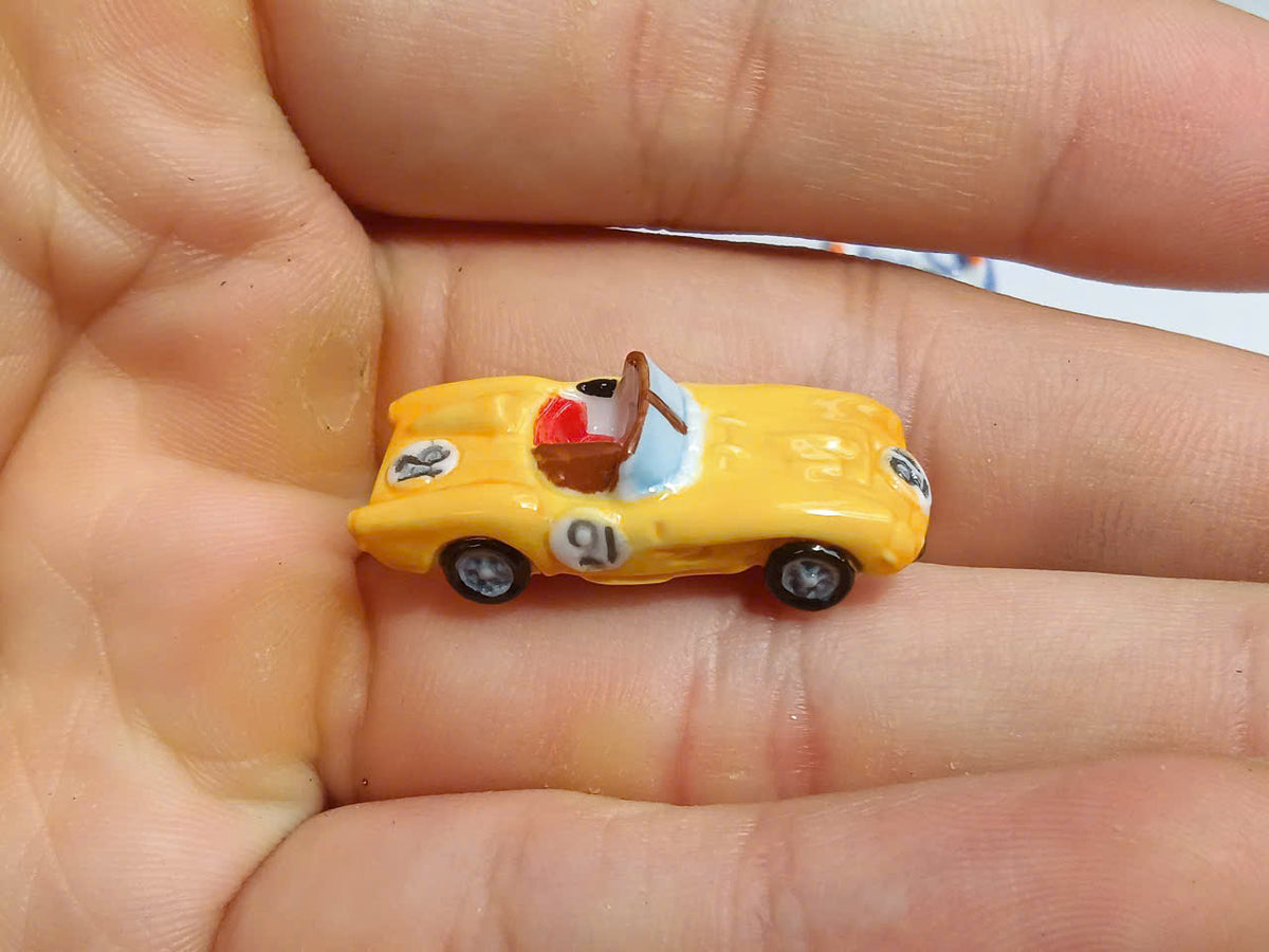 Racing Cars Porcelain Fève – Single Piece | Hand-Painted Race Car Collectible Figurine