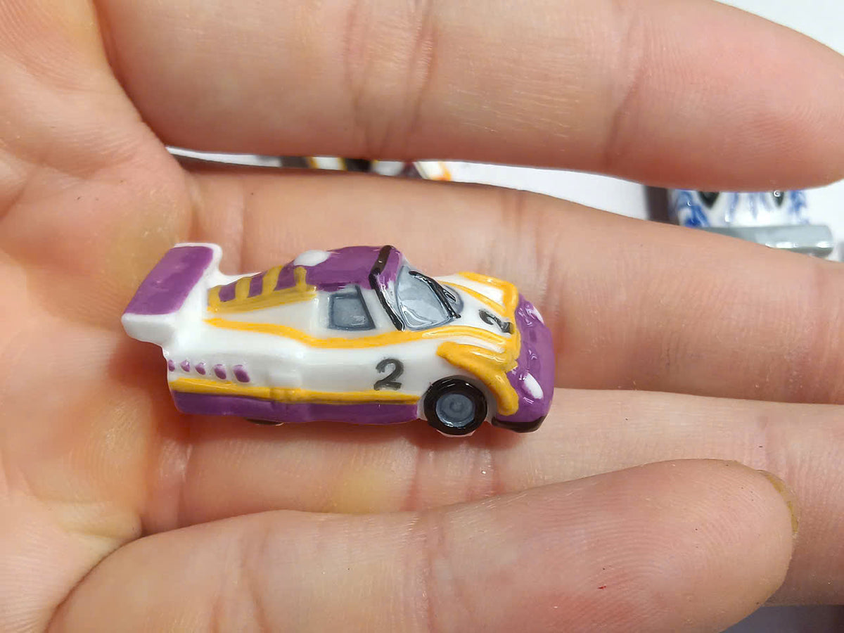 Racing Cars Porcelain Fève – Single Piece | Hand-Painted Race Car Collectible Figurine