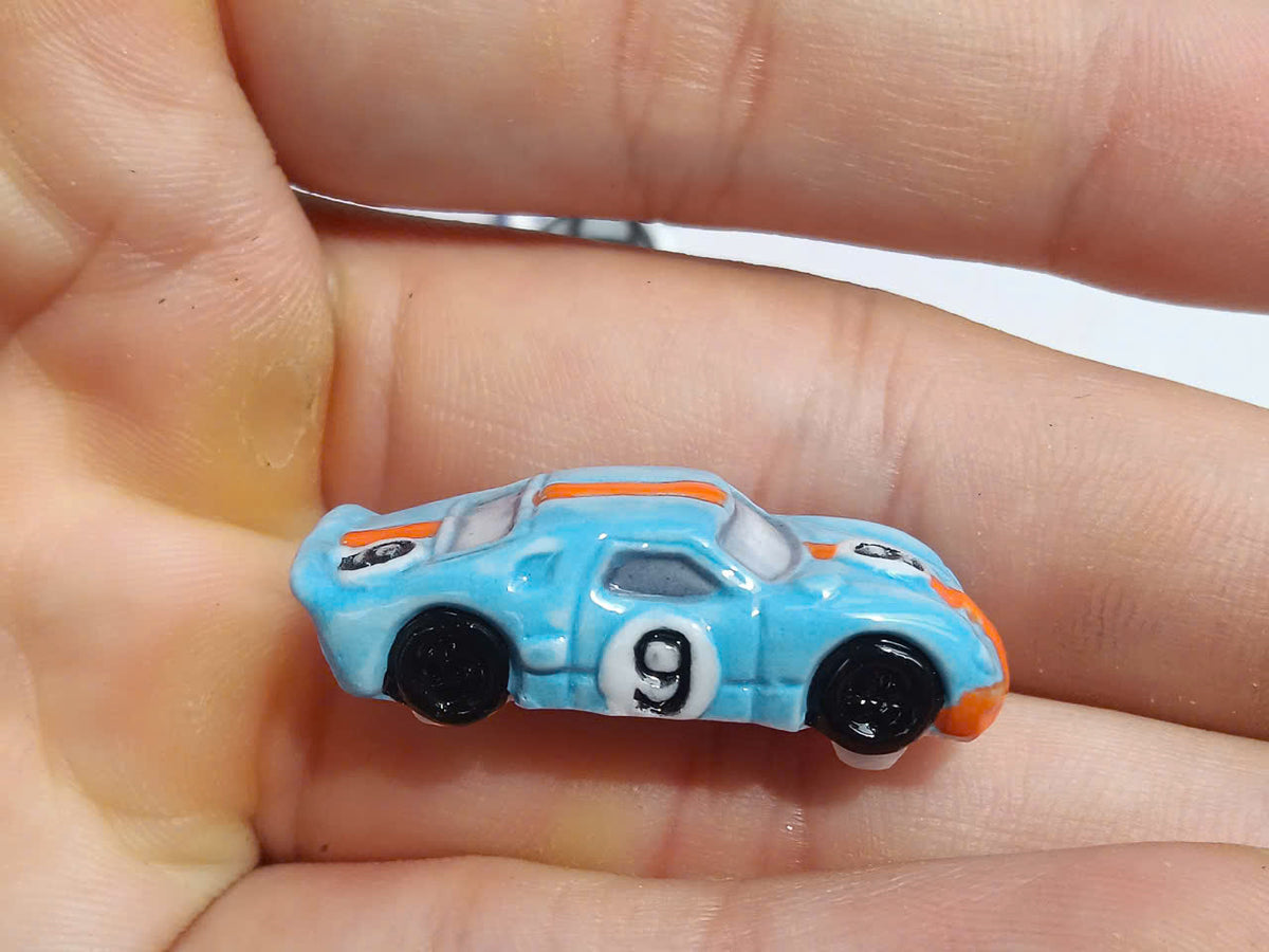 Racing Cars Porcelain Fève – Single Piece | Hand-Painted Race Car Collectible Figurine
