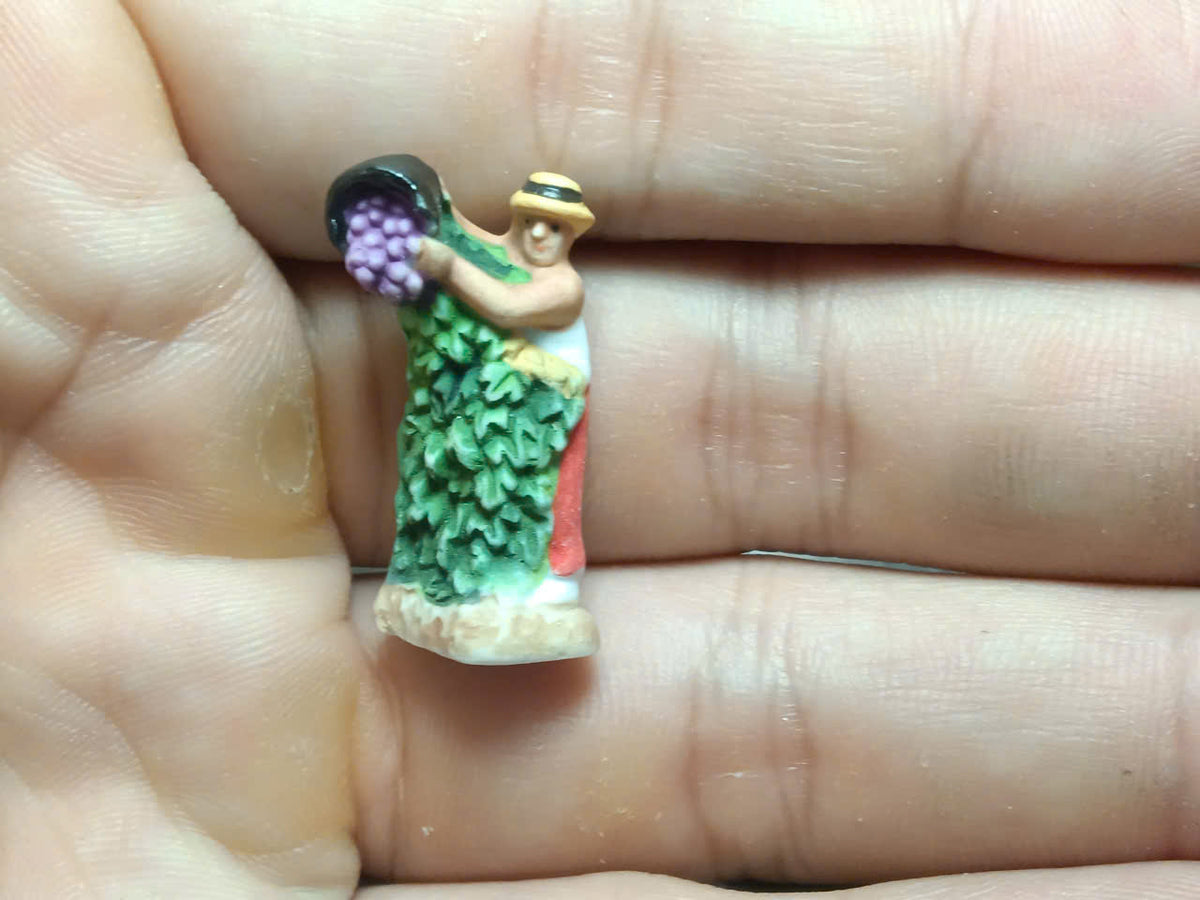French Vendange Porcelain Fève – Single Piece | Hand-Painted Grape Harvest Figurine