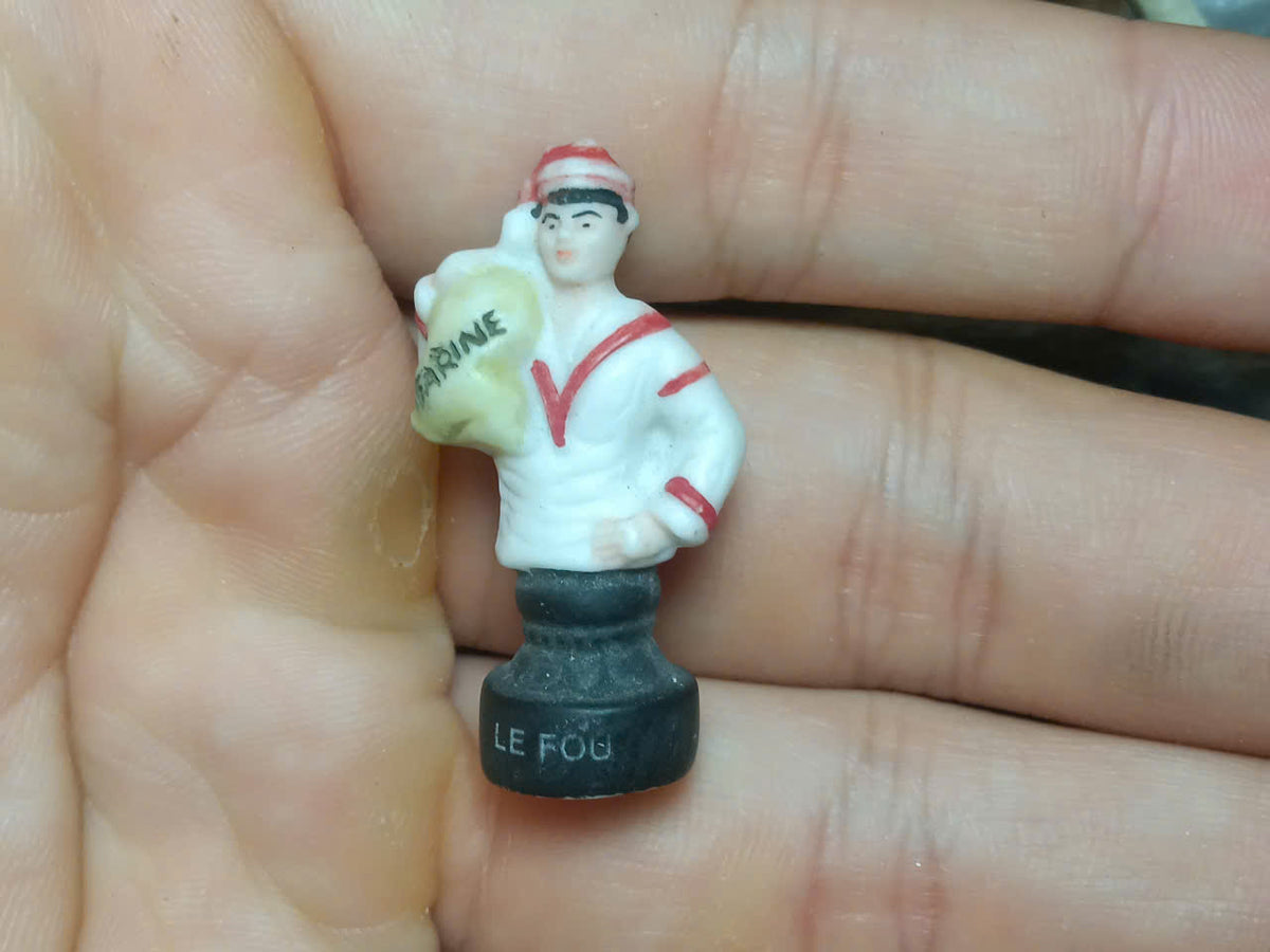 French Baker Chess Porcelain Fève – Single Piece | Hand-Painted Boulangerie Collectible Figurine