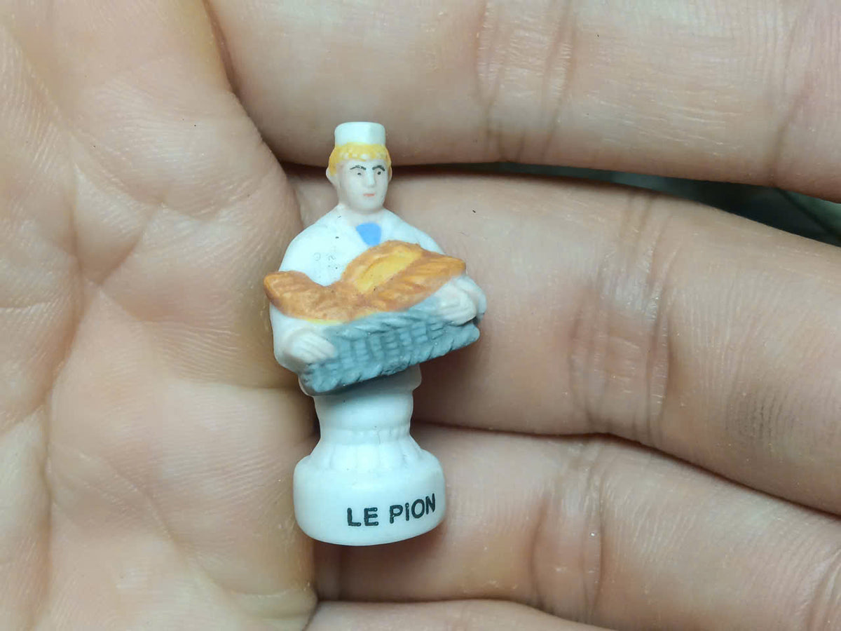 French Baker Chess Porcelain Fève – Single Piece | Hand-Painted Boulangerie Collectible Figurine