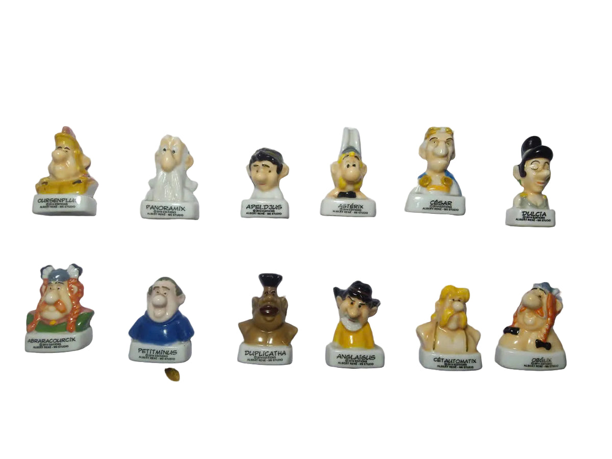 French Astérix & Friends Fève Set – Hand-Painted Porcelain Bust Miniatures (12 Pieces)