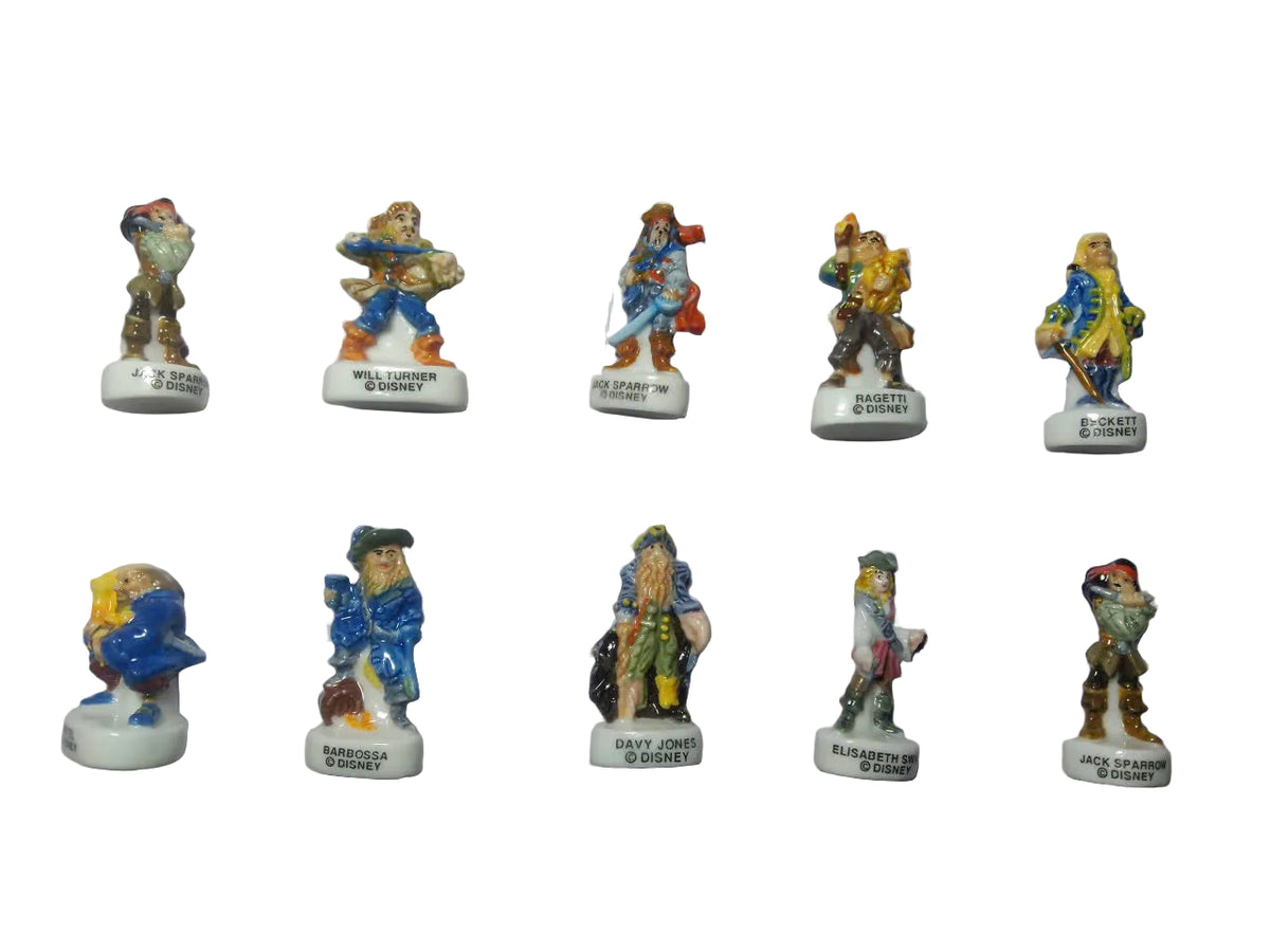 French Disney Pirates of the Caribbean Fève Set – Hand-Painted Porcelain Miniatures (10 Pieces)