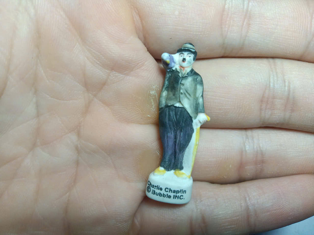 French Charlie Chaplin Fève Set – Hand-Painted Porcelain Miniatures (6 Pieces)