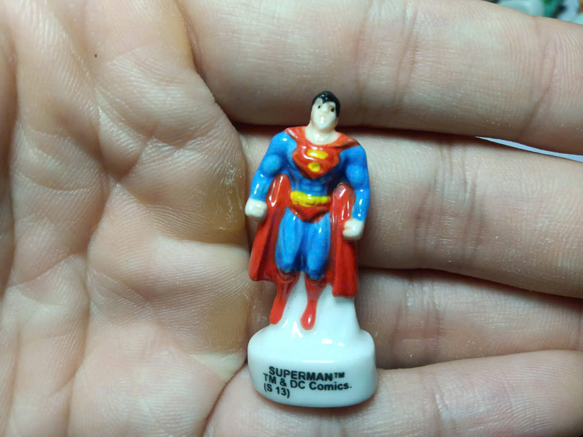 French DC Comics Superman & Friends Fève Set – Hand-Painted Porcelain Miniatures (8 Pieces)
