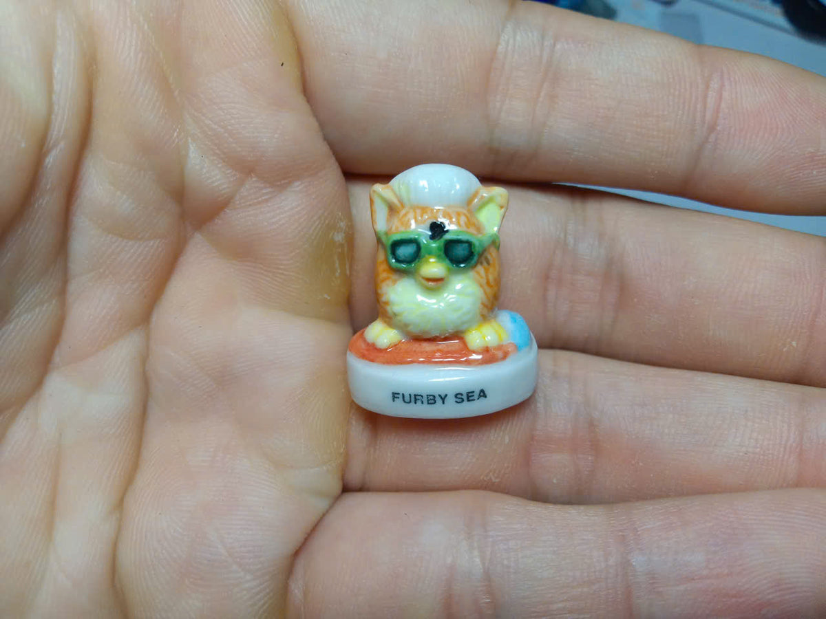 French Furby Beach Fève Set – Hand-Painted Porcelain Miniatures (6 Pieces)