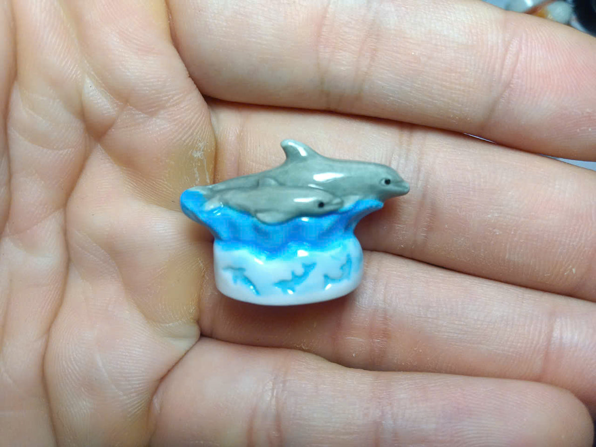 French Dolphin Fève Set – Hand-Painted Porcelain Miniatures (9 Pieces)