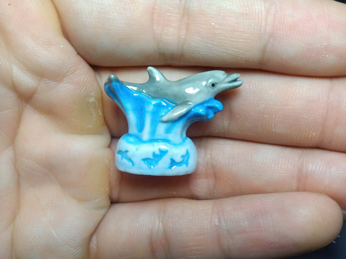 French Dolphin Fève Set – Hand-Painted Porcelain Miniatures (9 Pieces)