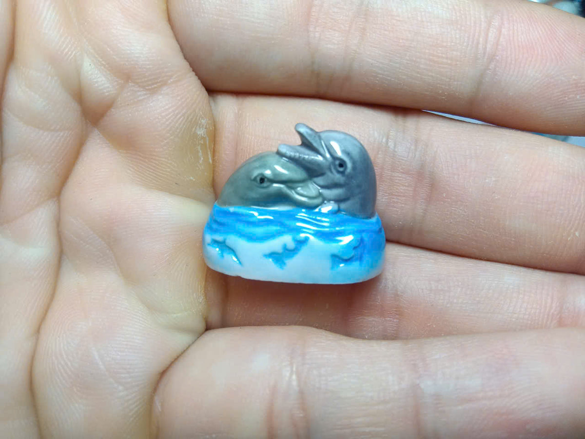 French Dolphin Fève Set – Hand-Painted Porcelain Miniatures (9 Pieces)