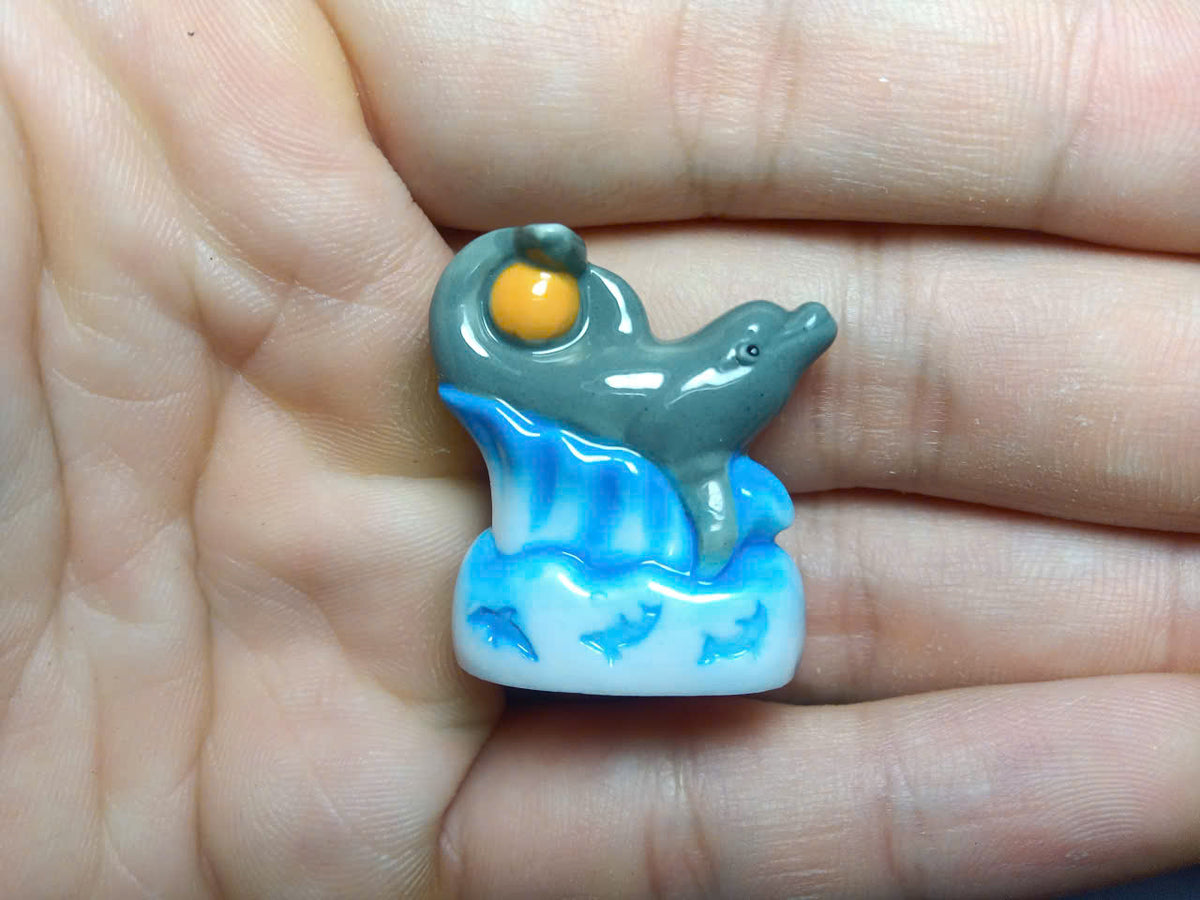 French Dolphin Fève Set – Hand-Painted Porcelain Miniatures (9 Pieces)