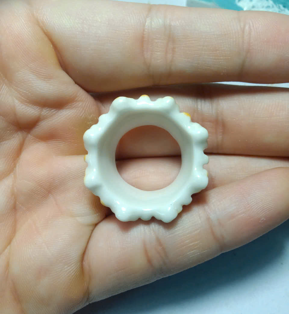 French Porcelain Crown Fève – Wearable Ring
