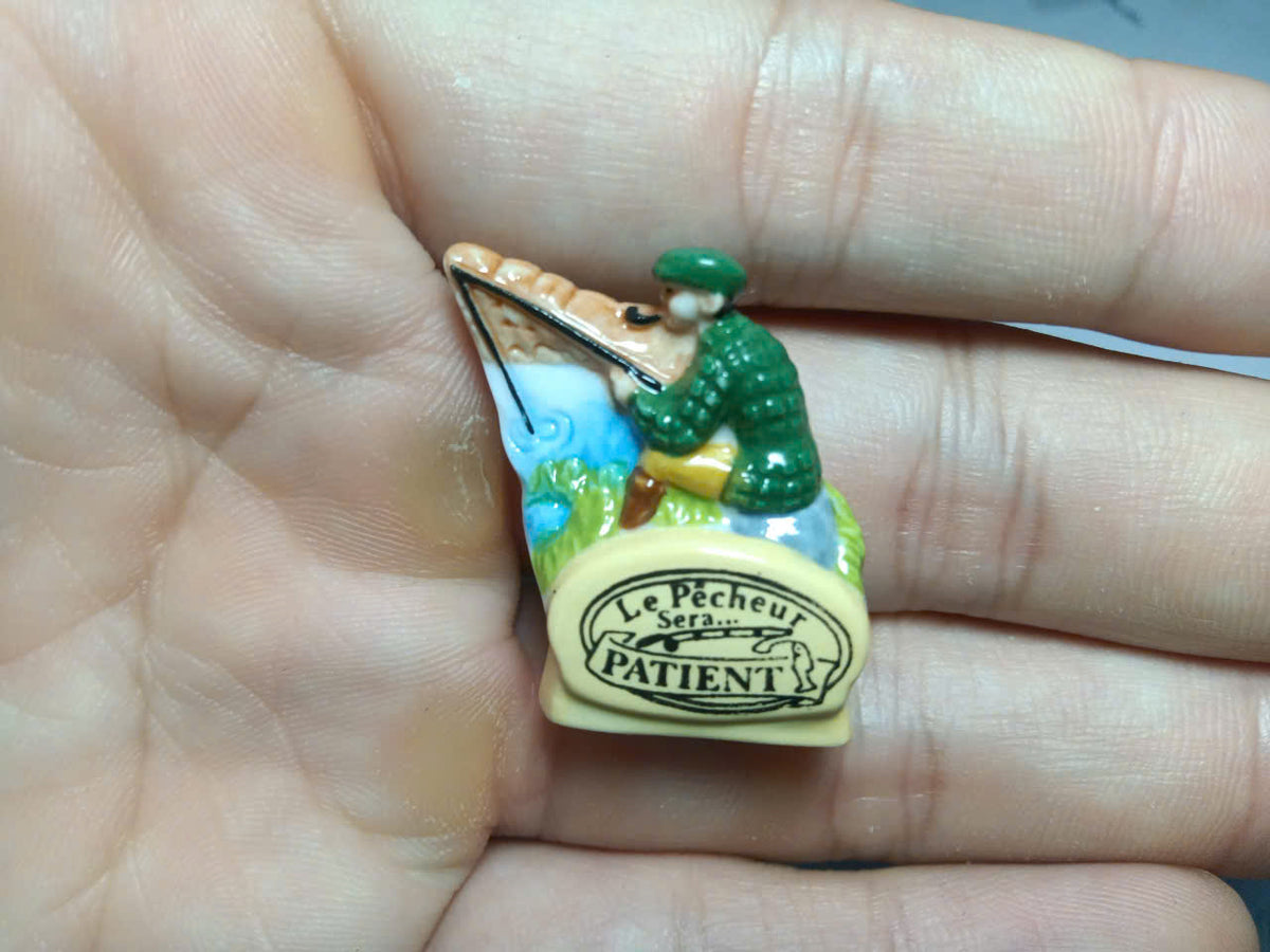 French Le Pêcheur Fève Set – Hand-Painted Porcelain Fisherman Miniatures (9 Pieces)