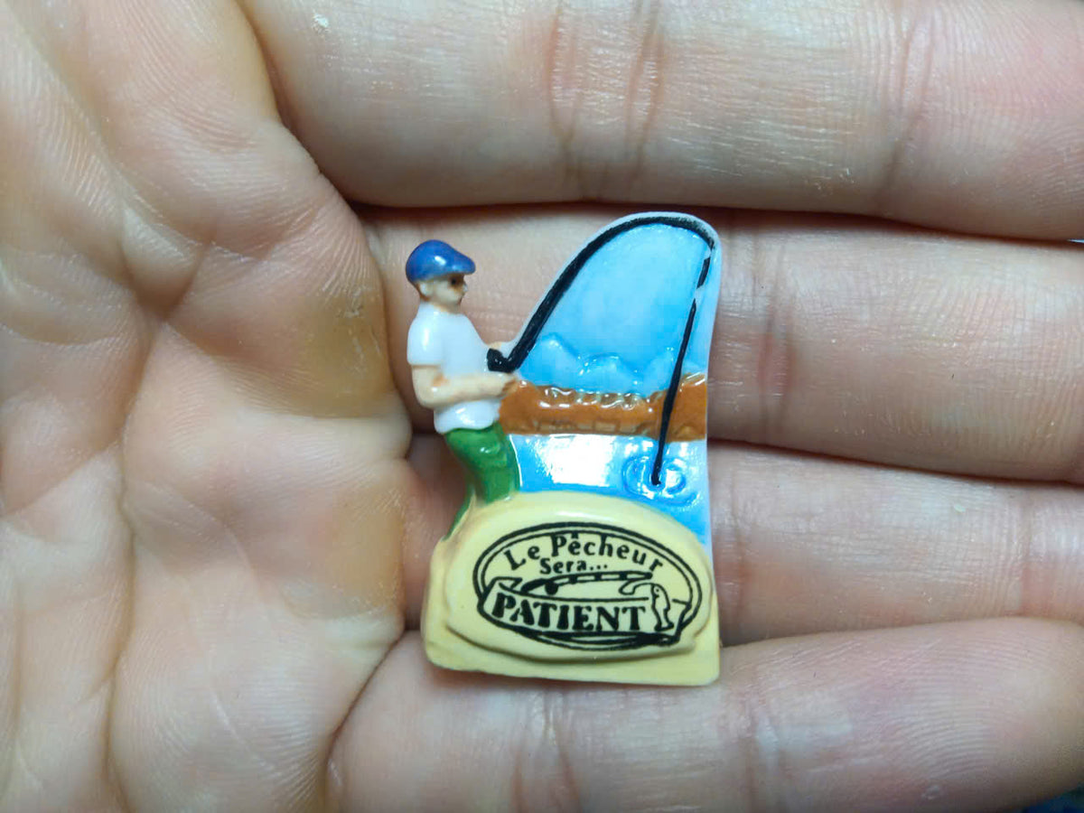 French Le Pêcheur Fève Set – Hand-Painted Porcelain Fisherman Miniatures (9 Pieces)