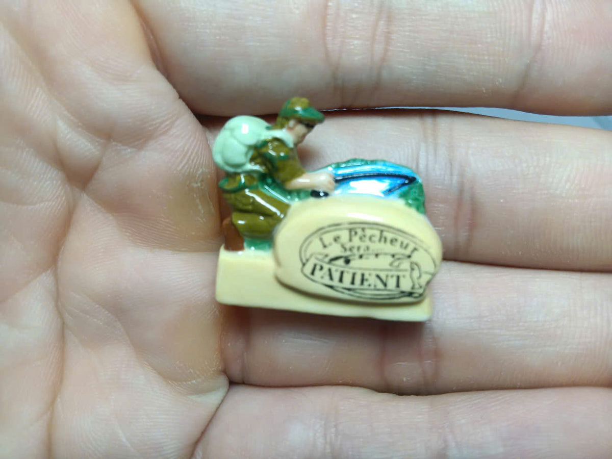 French Le Pêcheur Fève Set – Hand-Painted Porcelain Fisherman Miniatures (9 Pieces)