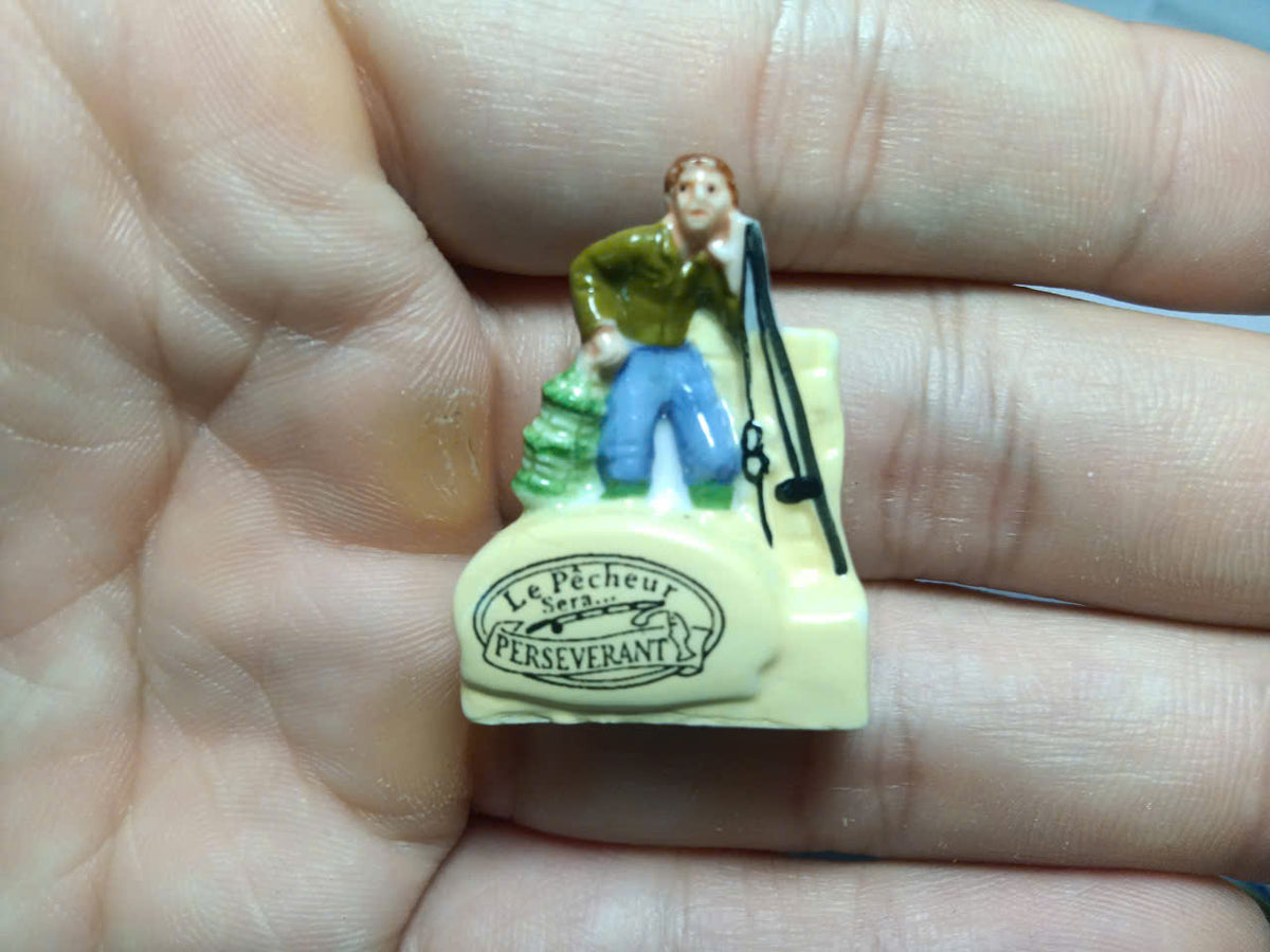 French Le Pêcheur Fève Set – Hand-Painted Porcelain Fisherman Miniatures (9 Pieces)