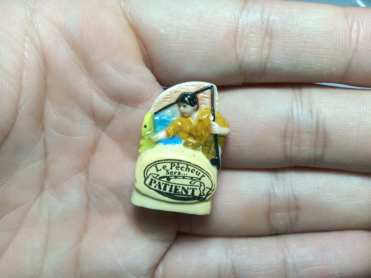 French Le Pêcheur Fève Set – Hand-Painted Porcelain Fisherman Miniatures (9 Pieces)