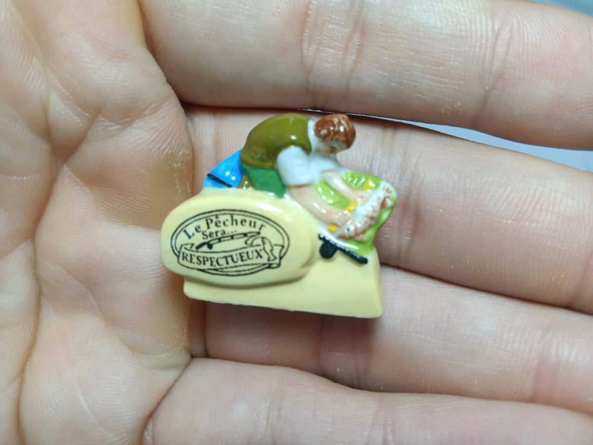 French Le Pêcheur Fève Set – Hand-Painted Porcelain Fisherman Miniatures (9 Pieces)
