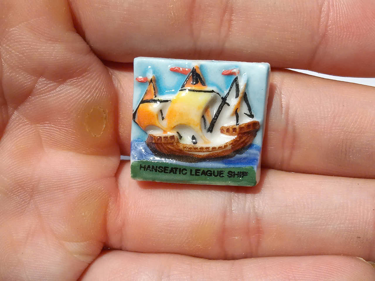French Historic Sailing Ships Fève Set – Hand-Painted Porcelain Miniatures (6 Pieces)