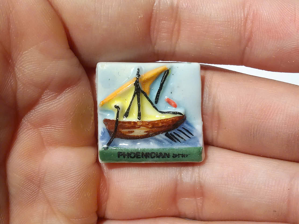 French Historic Sailing Ships Fève Set – Hand-Painted Porcelain Miniatures (6 Pieces)