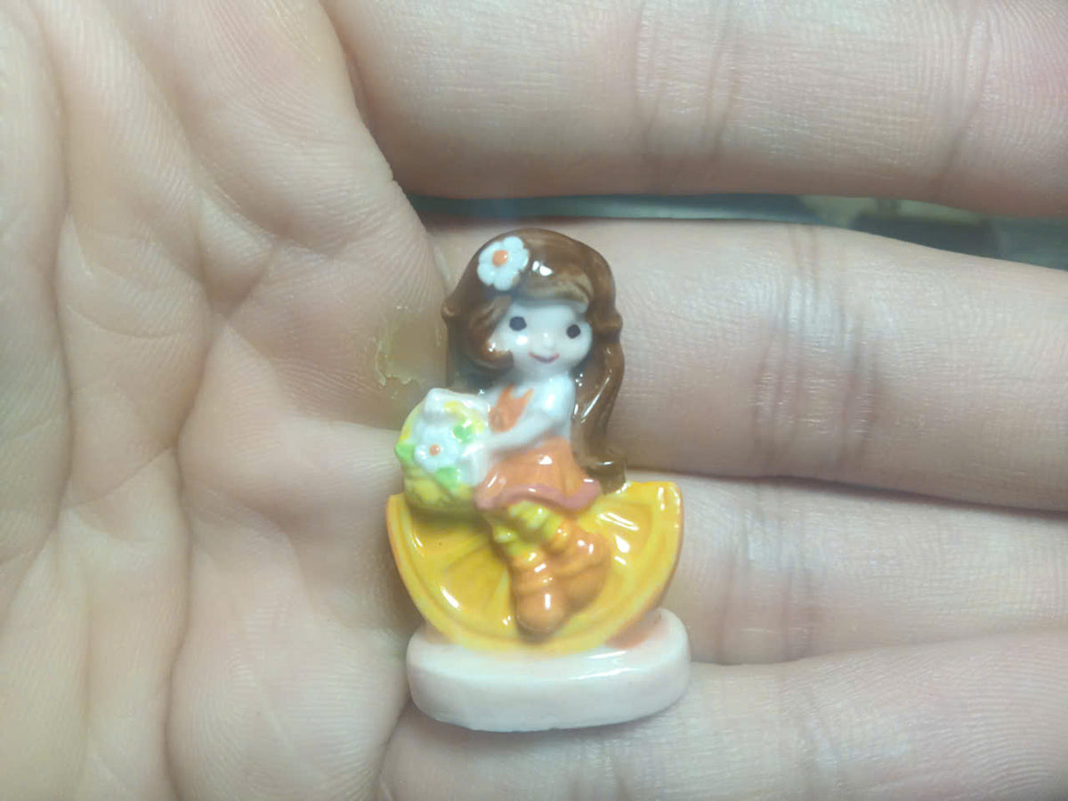 French Porcelain Fèves Vintage Strawberry Shortcake Figurines – Miniature Ceramic Charms Charlotte aux Fraises Custard Pupcake