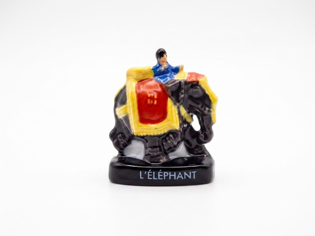 French Fève Miniature Porcelain Animal Figurine – Individual Collectible Elephant, Ocelot & Prehistoric King Cake Charm
