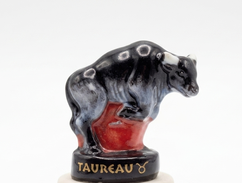 French Fève Miniature Porcelain Figurine – Individual Collectible Cave Hyena, Lycaon Wild Dog, Alpine Ibex Bouquetin, Emerald Boa & Taurus Bull King Cake Charm