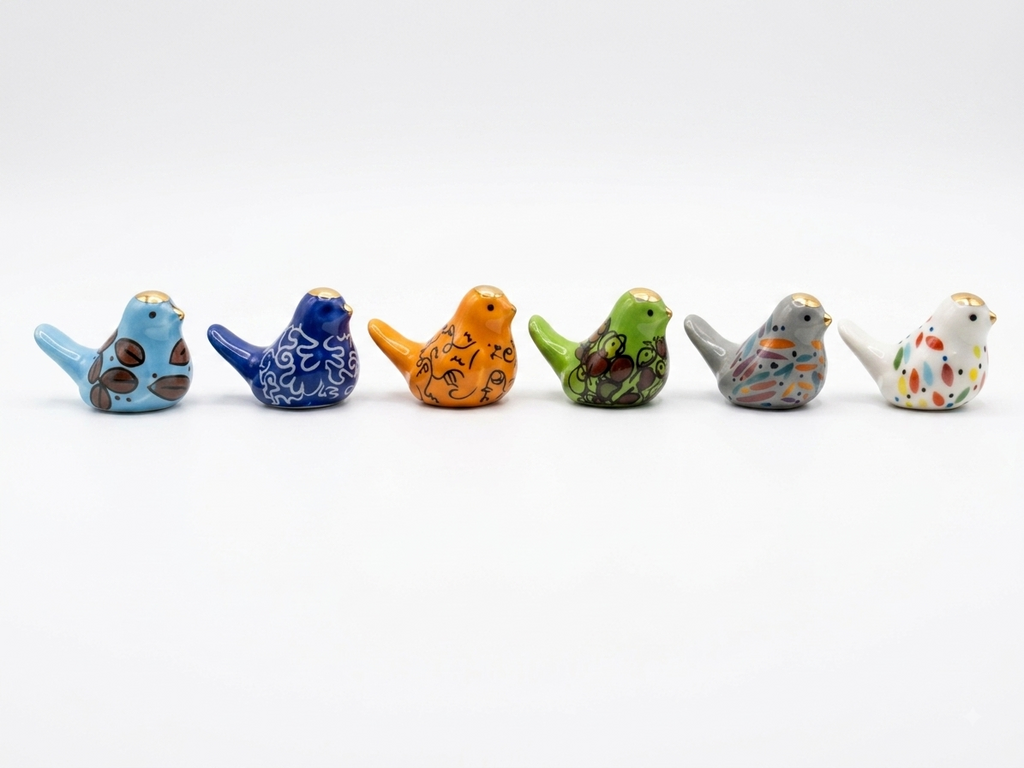 Painted Bird Fève Porcelain Miniature — Choose Your Colour