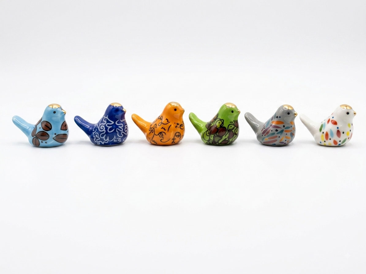Painted Bird Fève Porcelain Miniature — Choose Your Colour