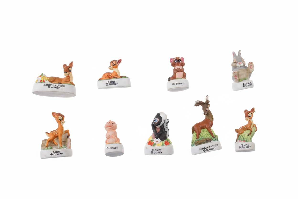 Disney Bambi Vintage Porcelain Feves - Collectible Ceramic Figurines (Choose Your Character)