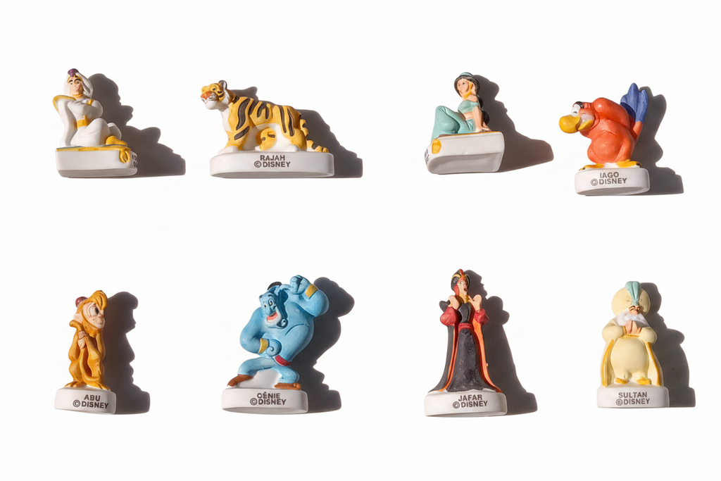 Disney Aladdin Vintage Porcelain Feves - Collectible Ceramic Figurines (Choose Your Character) (Bản sao)