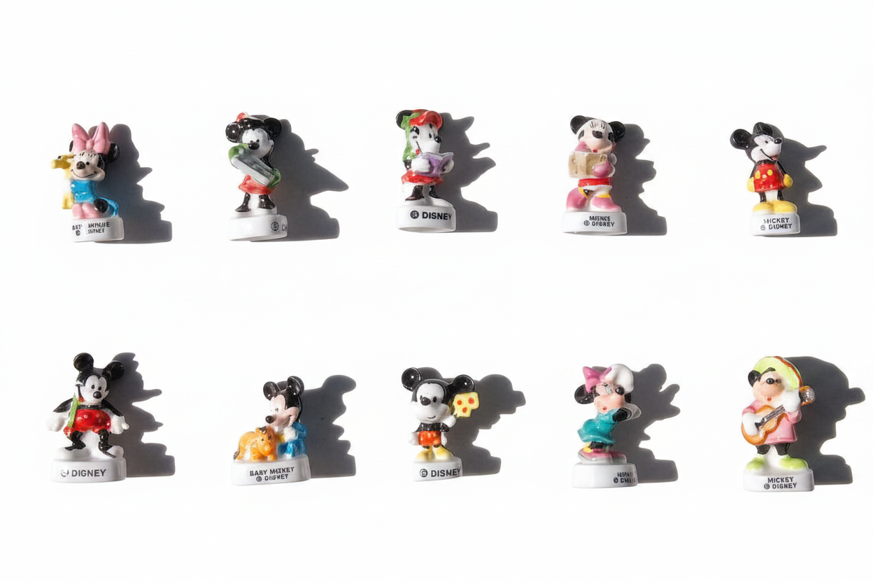 Disney Mickey & Minnie Mouse Vintage Porcelain Feves - Collectible Ceramic Figurines (Choose Your Character)