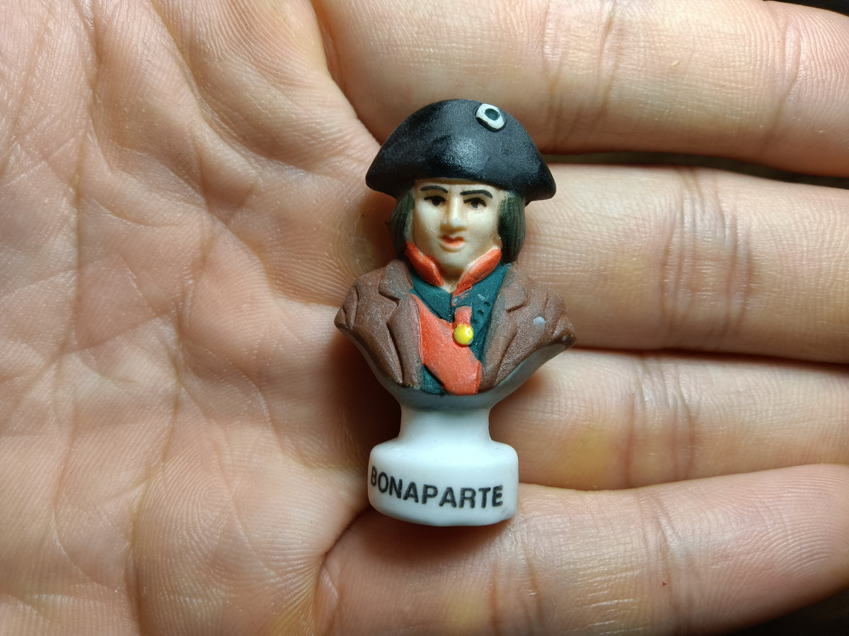 Vintage Miniature Napoleon Bonaparte Porcelain Bust | Hand-Painted Ceramic Historical Figurine
